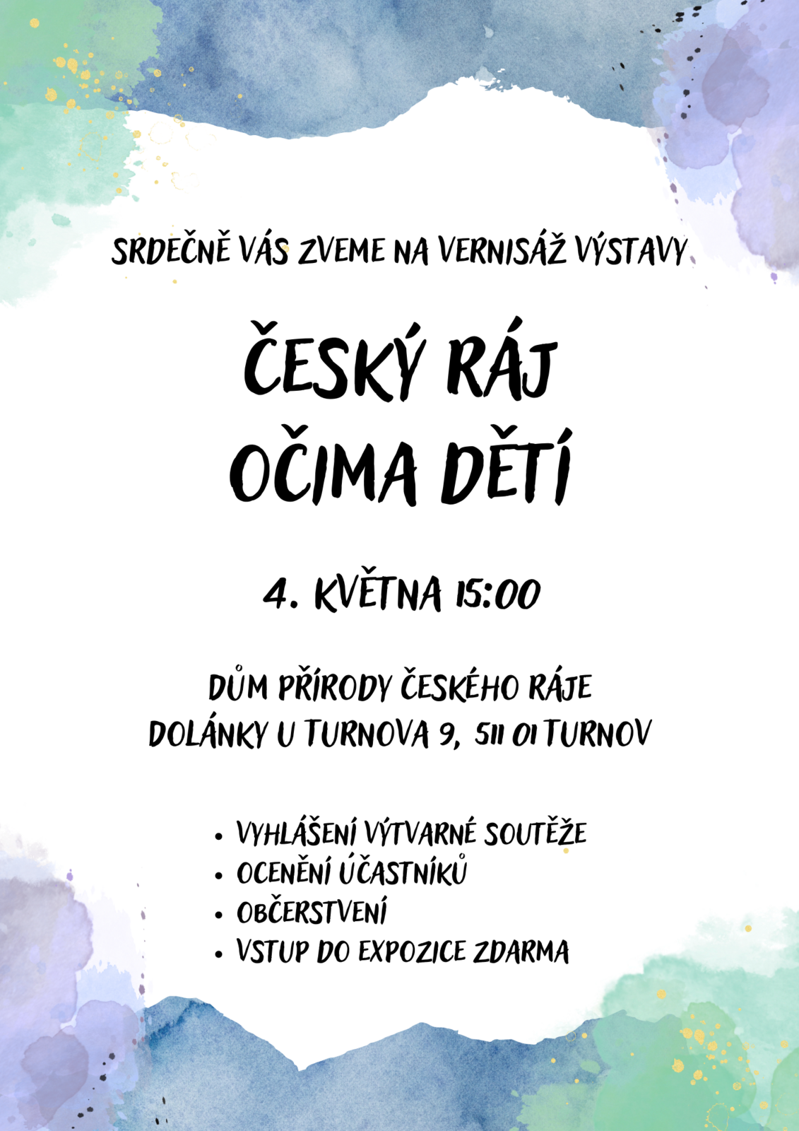Pozvánka na vernisáž výstavy Česk ráj očima dětí