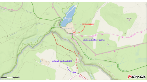 Mapka k exkurzi do přírodního parku Homolka-Vojířov