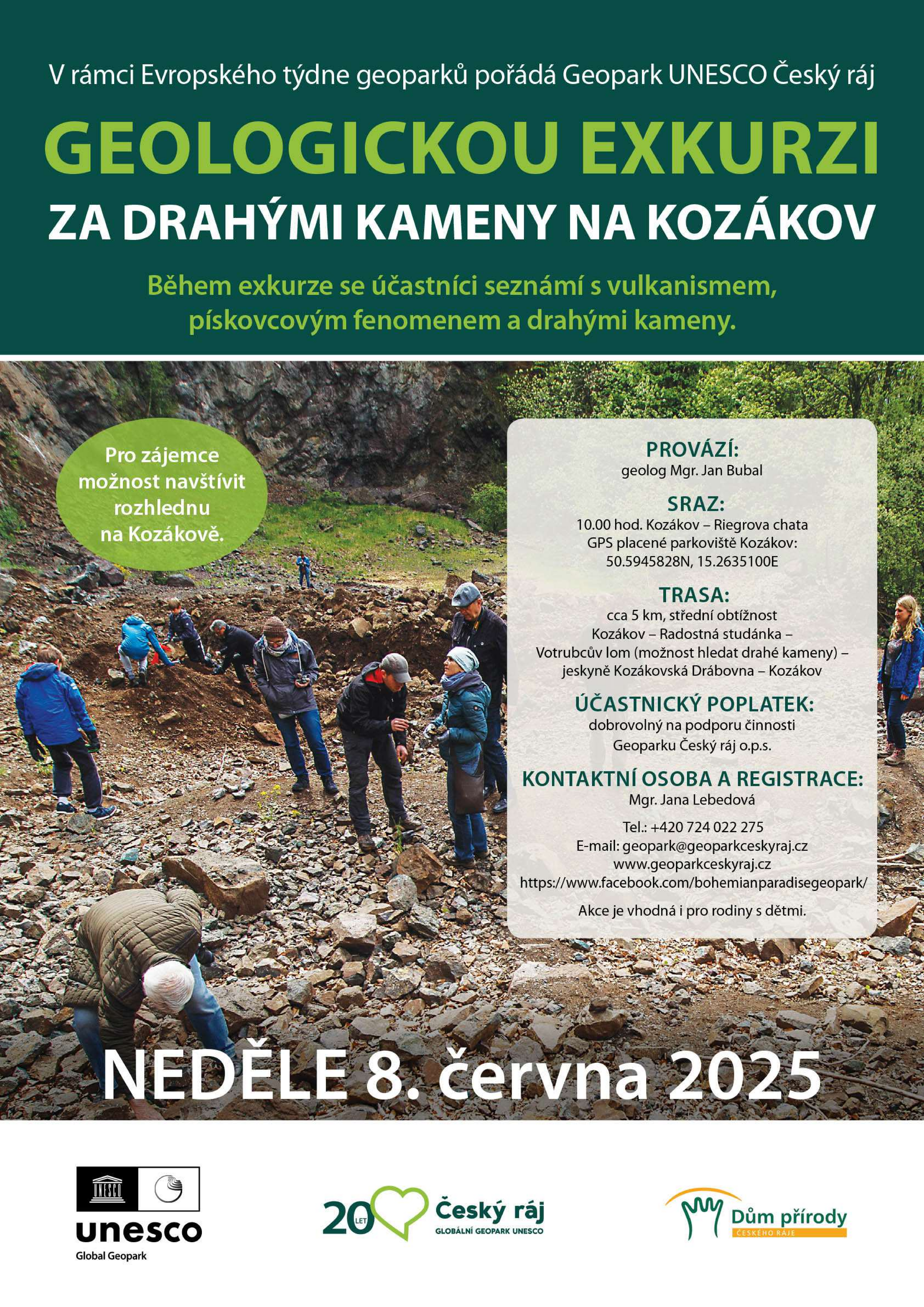 Pozvánka na exkurzi za drahými kameny na Kozákov