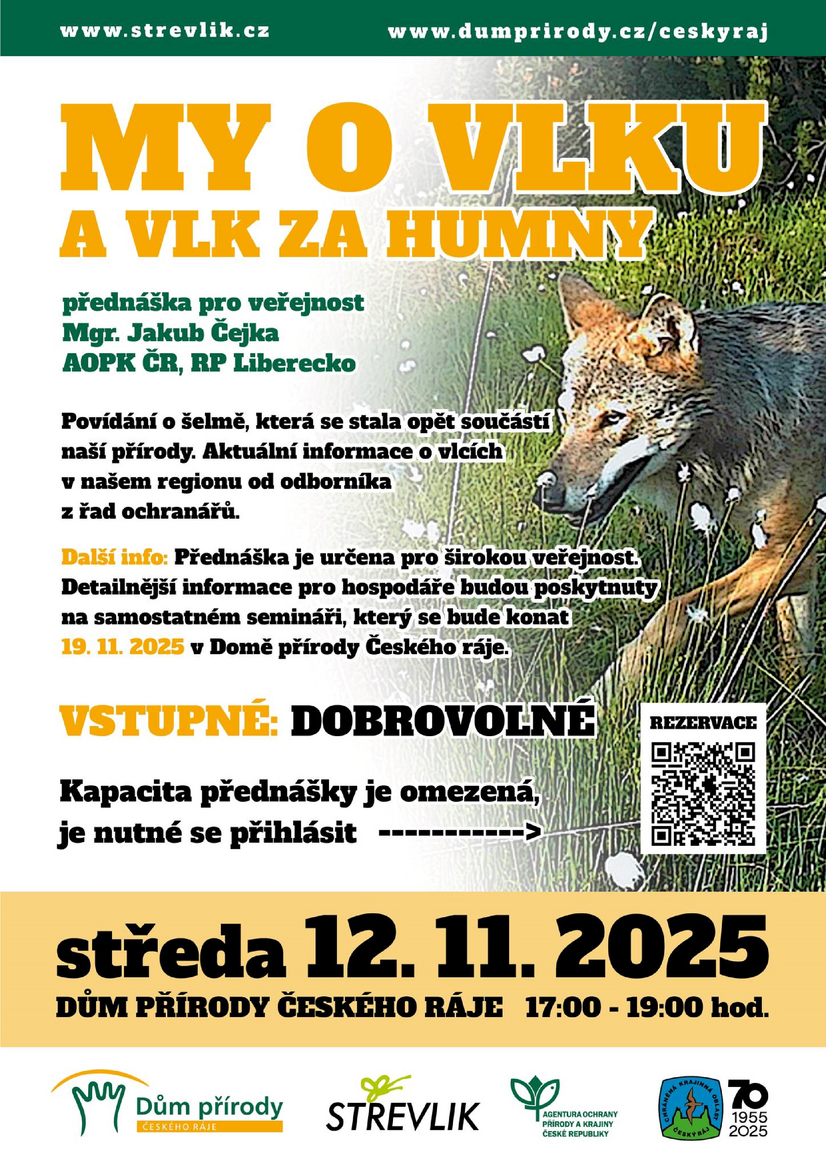 Pozvánka na přednášku My o vlku a vlk za humny Pozvánka na přednášku My o vlku a vlk za humny