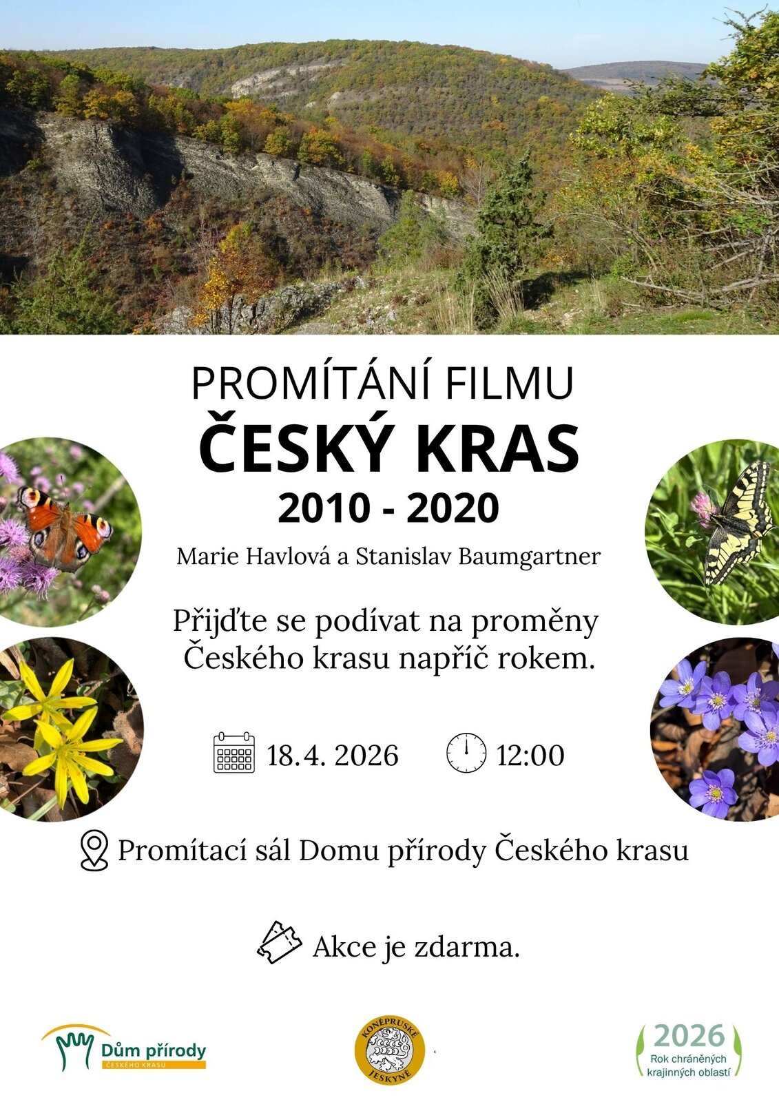 Plakát promítání filmu Český kras