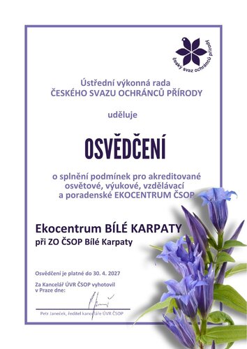 akreditační certifikát_Bílé_Karpaty akreditační certifikát_Bílé_Karpaty